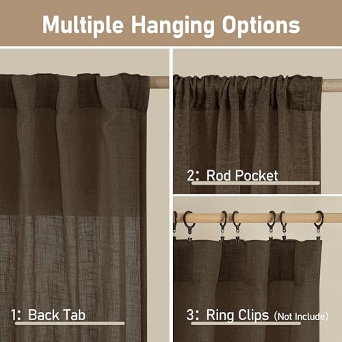 LAMIT Dark Brown 72 inch Linen Textured Curtains for Living Room 2