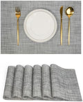 Placemats Set of 6,Non-Slip PVC Weave Table Mats Easy to Clean,Heat