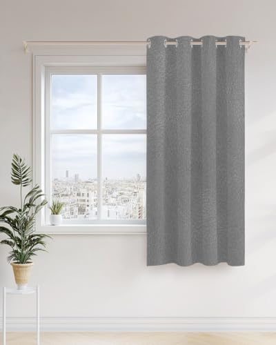 Gray Grain Texture Curtains 63 inches Long for Living Room Bedroom