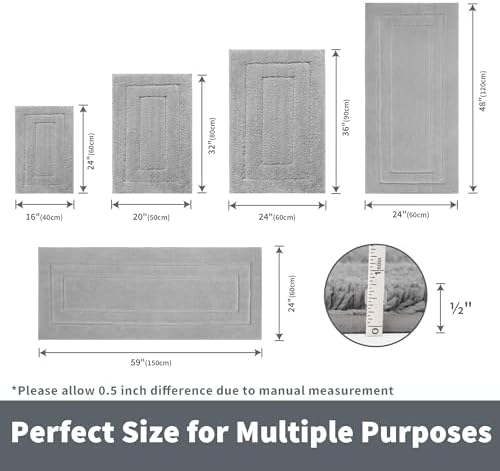 GRANNY SAYS Gray Bathroom Runner Rug 59" x 24", Soft Microfiber Bath