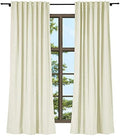 TWOPAGES Solid Ivory White Linen Cotton Back Tab Drape Window