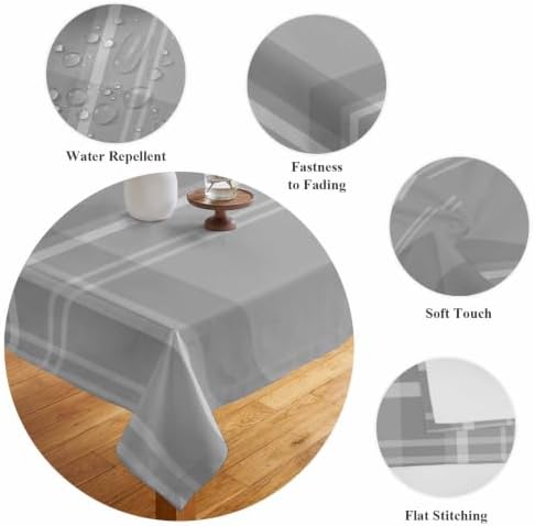 Square Tablecloth, Minimalist Gray Plaid Waterproof Table Cloth 60x60