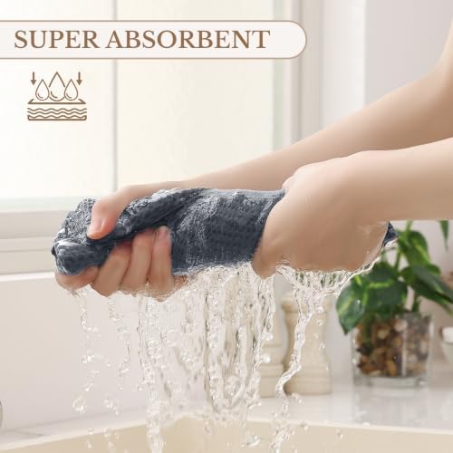 Homaxy 100% Cotton Waffle Weave Kitchen Towels 4-Pack, Dark Grey