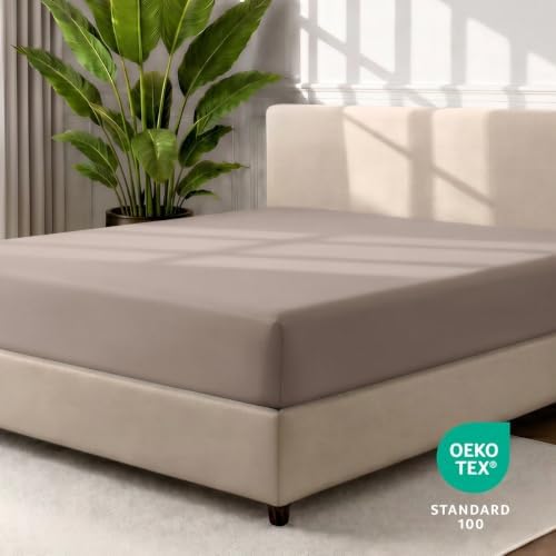 Bare Home 2-Pack Fitted Sheet 1800 Ultra-Soft (Twin XL, Taupe)