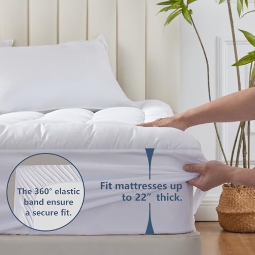 CozyLux Queen Size Mattress Pad Pillow Top Cotton Mattress Topper