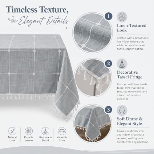 Warmstar Linen Textured Tablecloth Rectangular, Farmhouse Rustic Table