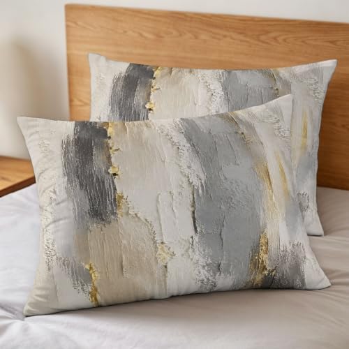 Duvet Cover Queen Size 3 Piece Bedding Set, Gray Beige Abstract Soft