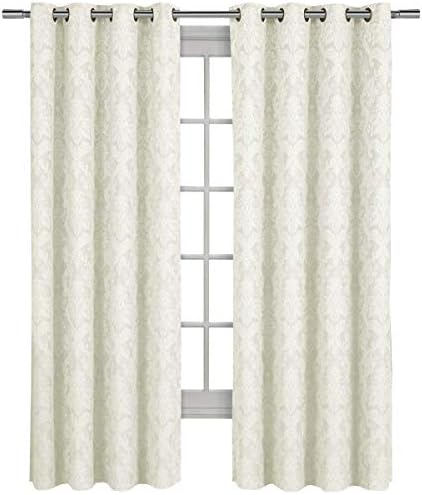 Royal Hotel Blair White/Ivory Top Grommet Jacquard Window Curtain