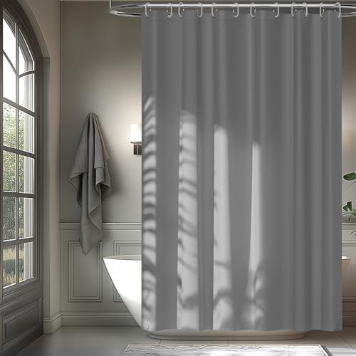 Seenus Light Grey Fabric Shower Curtain Liner with 3 Large Magnets, 72