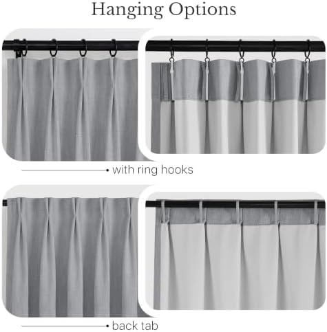 NICETOWN PRO 100% Full Blackout Curtains for Living Room, Gray Faux