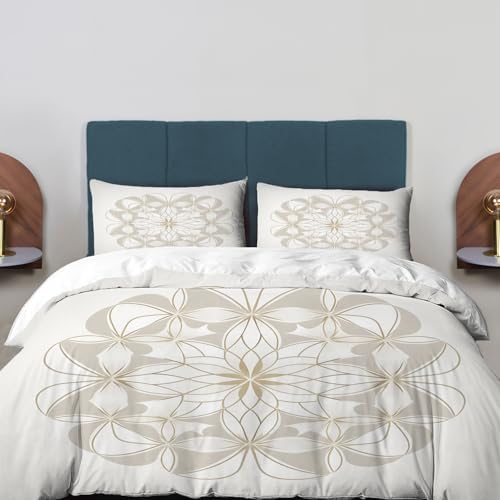 Floral Pattern 100% Cotton Duvet Cover Set Queen Size, Circular