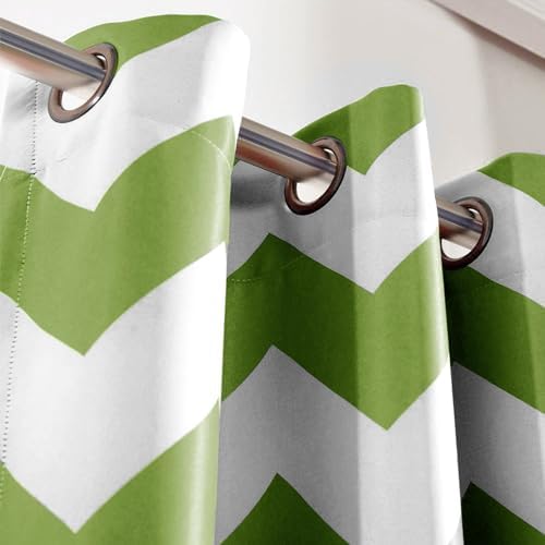 Melodieux Chevron Room Darkening Blackout Grommet Top Curtains, 52 by