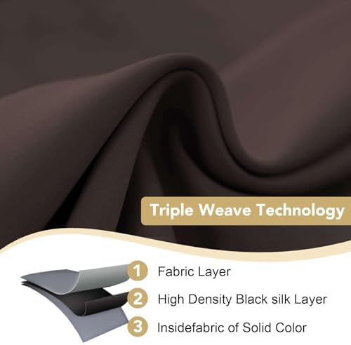 H.VERSAILTEX Brown Blackout Curtains for Bedroom Thermal Insulated