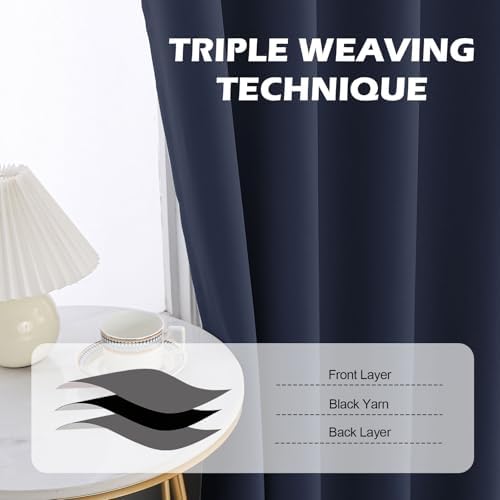 Blackout Curtains for Living Room, 72 Inches Long 2 Panels Set, Back