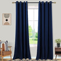 Mrs.Naturall Navy Blue Blackout Curtains 96 Inches Long 2 Panel