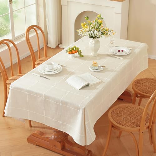 Zobesta Linen White Table Cloth Rectangle Table 53x70 Inch