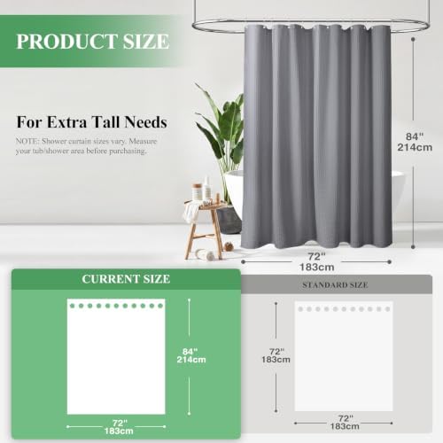 Dynamene Extra Long Waffle Shower Curtain 256 GSM Fabric 72"x84"