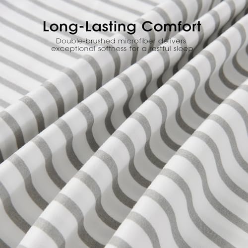 FreshCulture Twin XL Striped Sheets - Ultra Soft Brushed Microfiber