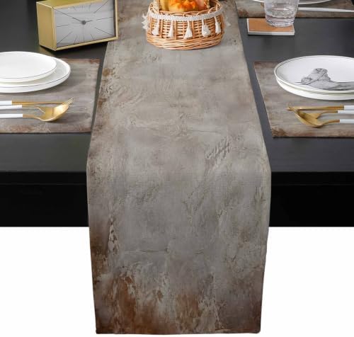 Shabby Brown Grey Table Mats Set of 6 with Table Runner 90 Inches