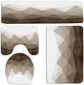 4pcs Abstract Geometric Bath Mat Set,Brown Modern Simple Aesthetic