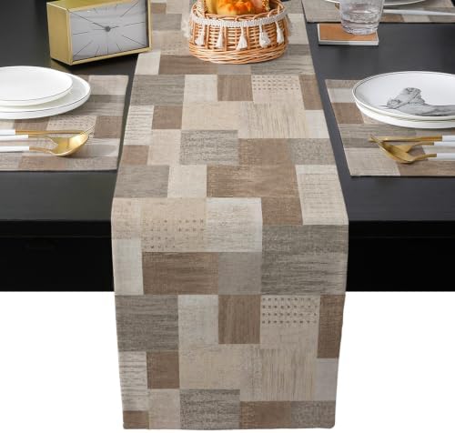 Boho Modern Aesthetic Table Runner and Placemats Set of 6 Taupe Gray