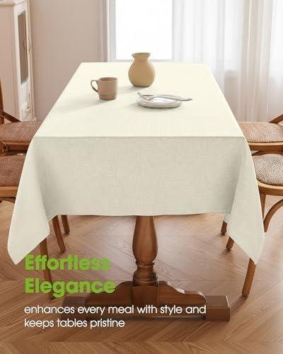 Pureegg Rectangle Linen Tablecloth Waterproof & Stain Resistant