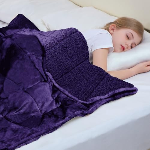 Aemicion Weighted Blanket (10lbs, 48"x72",Purple on Both Sides),Cozy
