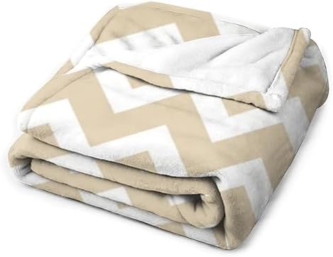 Plush Throw Blanket Taupe Chevron Stripe Soft Cozy Blanket Flannel