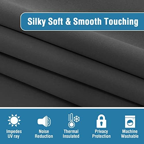 H.VERSAILTEX 100% Blackout Curtains for Bedroom 52"W x 96"L, Charcoal
