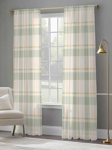 Sheer Curtains 108 Inches Long 2 Panels Set for Living Room, Farmhouse