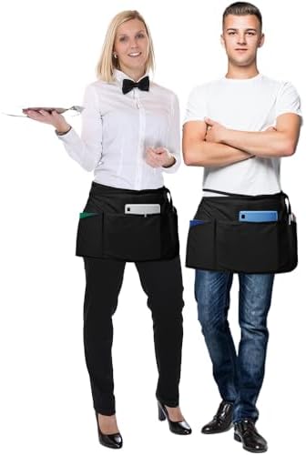 HEEDFIT Server Apron with 3 Pockets, Waist Apron, Waitress Apron for