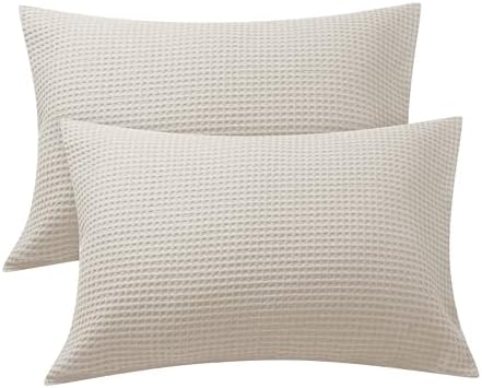 Zaizaihome 100% Egyptian Cotton Waffle Weave Pillowcases King Size