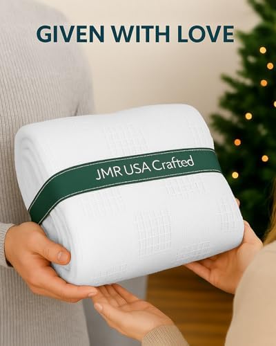 JMR 100% Cotton Waffle Blanket King Size - Lightweight Waffle Weave