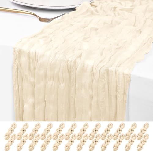 24 Pack Ivory Table Runner 20x120 inch Cheesecloth Table Runner