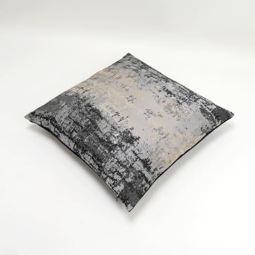 THE-TINOART Luxury Jacquard Throw Pillow Cover 18x18 Inch, Black Gray