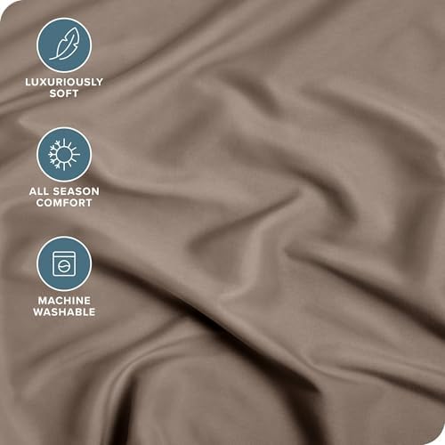 Luxury 1 pc Fitted Sheet Twin Size – Taupe, 15" Deep Pocket 100% Pima