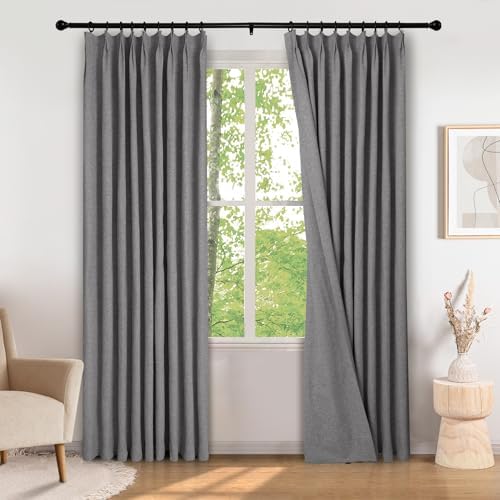 Frelement 52" W x 108" L Total Light Blocking Linen Pinch Pleated
