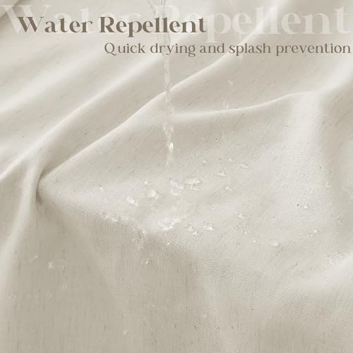 Oatmeal Linen Shower Curtain for Bathroom Water Repellent 72x84 Inch