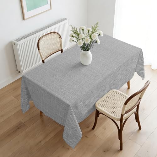 Rectangle Tablecloth, Solid Color Gray Waterproof Table Cloth 60x120