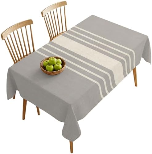 Vintage Gray Beige Stripe Rectangle Tablecloth 60x120