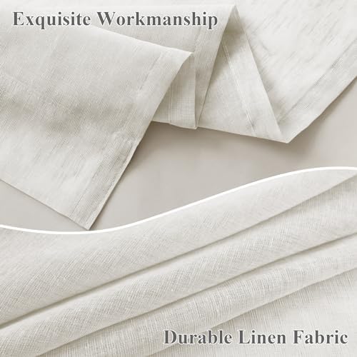 Frelement 120 Inches Extra Wide Linen Sheer Curtains for French Door
