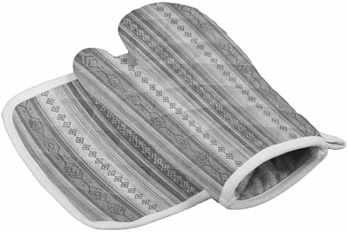 Quilted Cotton Terry Cloth Oven Mitt, Pot Holder Bohemia Stripe Grey