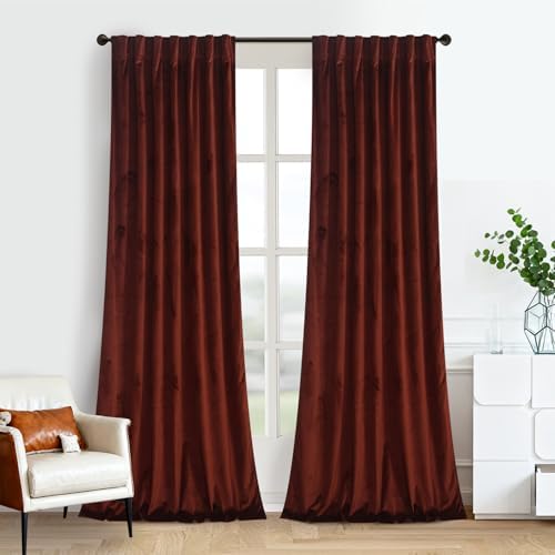 Roslynwood Luxury Soft Burnt Ochre Velvet Curtains 120 inches Long