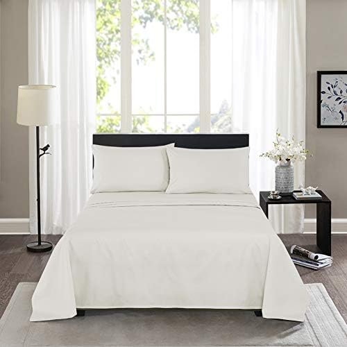 Twin Size Percale Bed Sheets, 200 Thread Count Cotton Polyester Blend