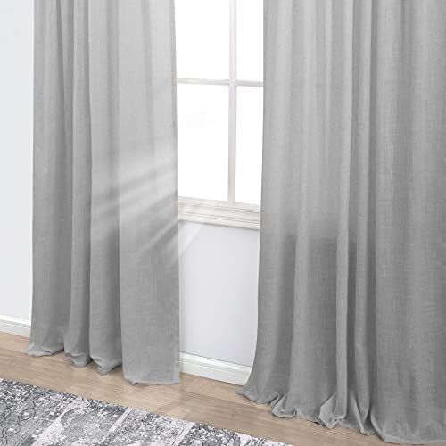 KOUFALL Gray Curtains 63 Inch Length,Sheer Linen Cute Curtains for