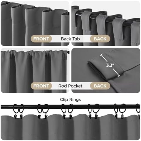 Joydeco Blackout Curtains 108 Inches Long, Thermal Insulated Black Out