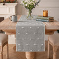 Artoid Mode Grey Farbic Rustic Cotton Woven Table Runner, Farmhouse