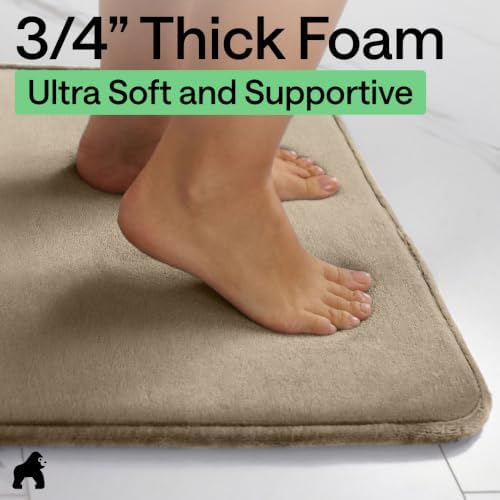 GORILLA GRIP® Memory Foam Bath Rug for Bathroom, 24x17 Taupe