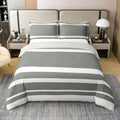Erosebridal Striped Comforter Cover Grey and White Stripe 100% Cotton