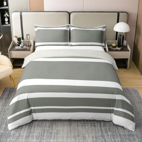 Erosebridal Striped Comforter Cover Grey and White Stripe 100% Cotton